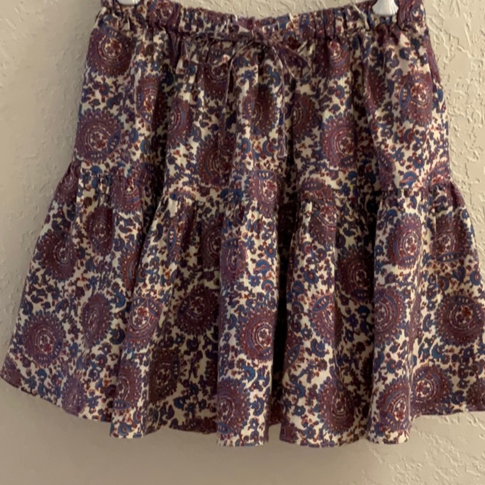 J. Crew Fully-lined Linen PIPPA SKIRT Size XXS Elastic Waist - Print Design